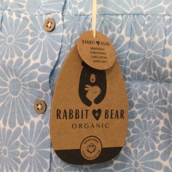 Rabbit +Bear Organic Blue Floral Kids Matching Set with sunglasses - Picture 3 of 9